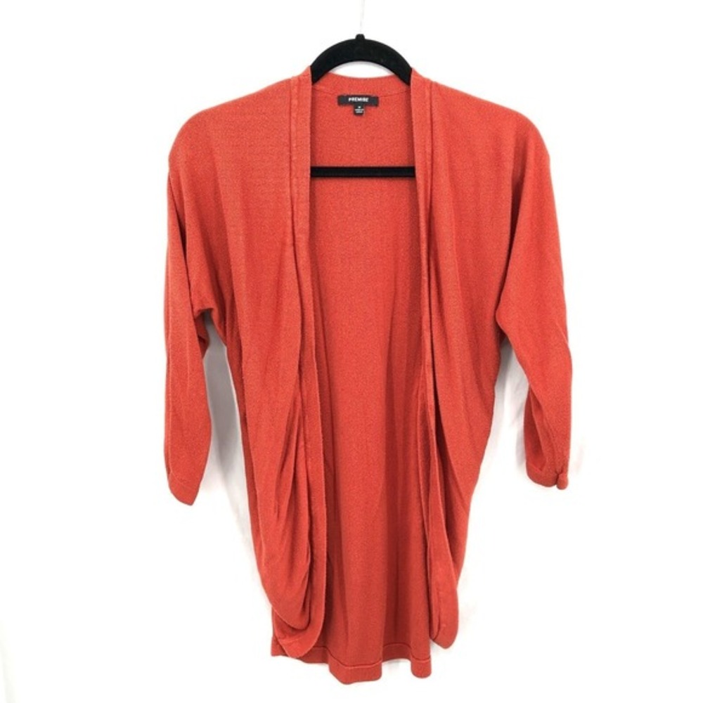 Premise‎ open front 3/4 sleeved cardigan sweater 100% viscose rust Orange M